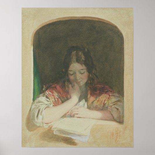 Girl Reading an einem Fenster, 19. Jahrhundert Poster (Vorne)