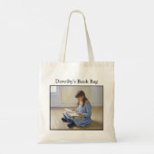 Girl Reading Book Lover Custom School or Library  Tragetasche (Rückseite)