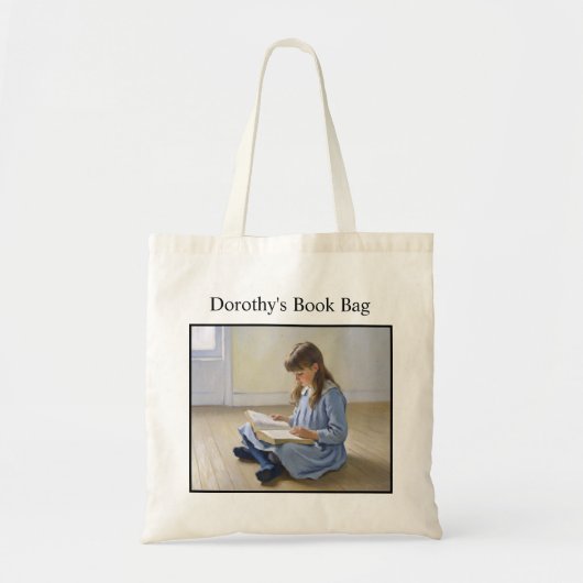 Girl Reading Book Lover Custom School or Library Tragetasche (Vorne)