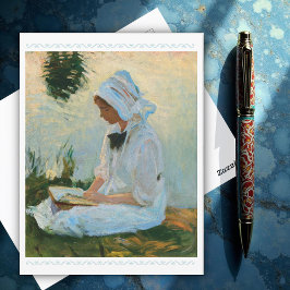 Girl reading by a stream, Sargent 1888 Postkarte