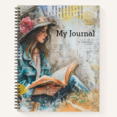 Girl Reading Collage Style Notizblock (Vorderseite)