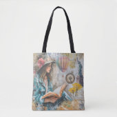 Girl Reading Collage Style Tasche (Vorderseite)