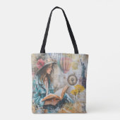 Girl Reading Collage Style Tasche (Rückseite)