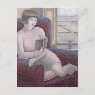 Girl Reading im Sessel 2009 Postkarte
