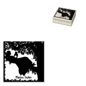 Girl Reading in Tree-Silhouette Gummistempel (Stempel)