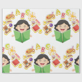 Girl Reading Learning ABC Letters and Toys Geschenkpapier (Flach)