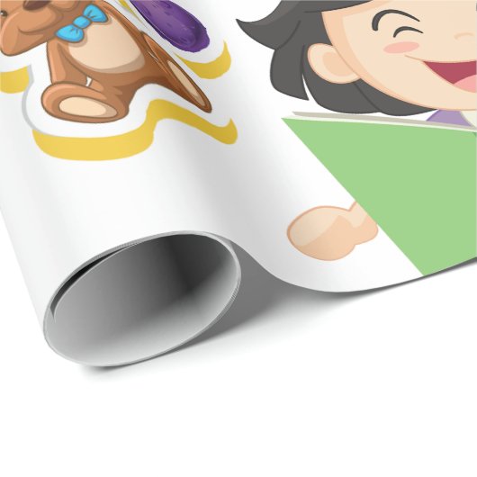Girl Reading Learning ABC Letters and Toys Geschenkpapier (Rolleneckpunkt)