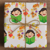Girl Reading Learning ABC Letters and Toys Geschenkpapier
