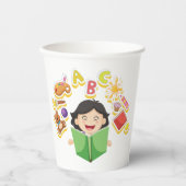 Girl Reading Learning ABC Letters and Toys Pappbecher (Vorderseite)