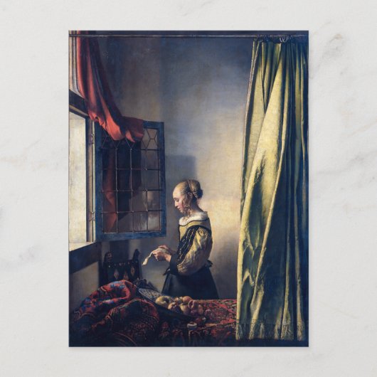 Girl Reading Letter by Open Window | Vermeer | Postkarte (Vorderseite)