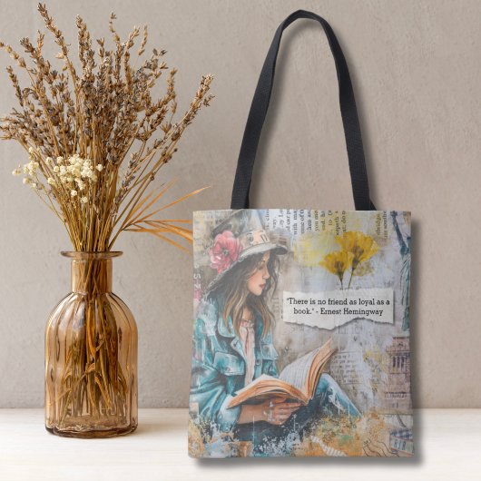 Girl Reading Quote Tasche