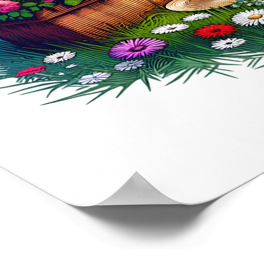 Girl Reading unter einem Baum umgeben von Blume Poster (Ecke)