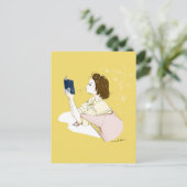 Girl Reading Watercolor Illustration Postkarte (Stehend Vorderseite)