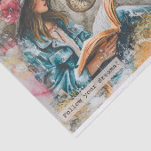Girl Reading with Dream Quotes Collage Decoupage Seidenpapier (Ausschnitt)