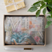 Girl Reading with Dream Quotes Collage Decoupage Seidenpapier (Geschenk)