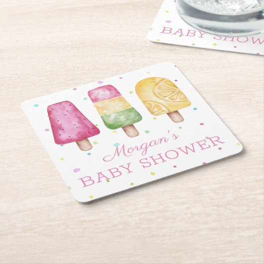 Girl Ready to Pop Summer Baby Dusche Rechteckiger Pappuntersetzer (angewinkelt)