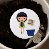 Girl Recycelnd Pizza Box Fun Öko Friendly Button