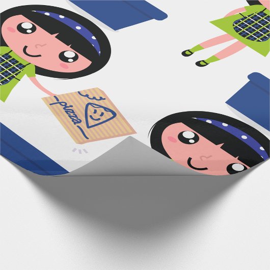 Girl Recycelnd Pizza Box Fun Öko Friendly Geschenkpapier