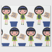 Girl Recycelnd Pizza Box Fun Öko Friendly Geschenkpapier (Flach)