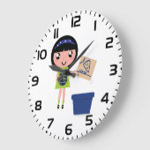 Girl Recycelnd Pizza Box Fun Öko Friendly Große Wanduhr (Winkel)