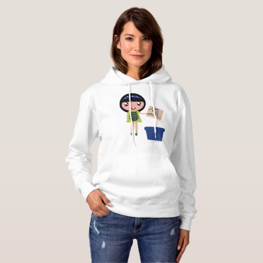 Girl Recycelnd Pizza Box Fun Öko Friendly Hoodie (Vorne ganz)