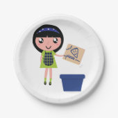 Girl Recycelnd Pizza Box Fun Öko Friendly Pappteller (Vorderseite)