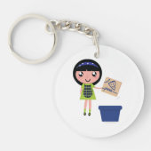 Girl Recycelnd Pizza Box Fun Öko Friendly Schlüsselanhänger (Vorderseite)