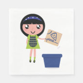 Girl Recycelnd Pizza Box Fun Öko Friendly Serviette (Vorderseite)