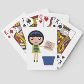 Girl Recycelnd Pizza Box Fun Öko Friendly Spielkarten (Rückseite)