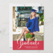 Girl Red Foto High School Graduation Party Ankündigung (Vorderseite)