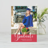 Girl Red Foto High School Graduation Party Ankündigung (Stehend Vorderseite)