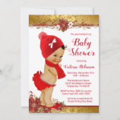 Girl Red Gold Christmas Baby Shower Ethnic Einladung (Vorderseite)