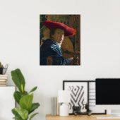 Girl & Red Hat - Johannes Vermeer Fine Art Poster (Heimbüro)