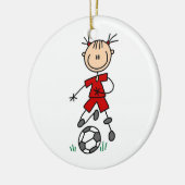 Girl Red Uniform Strichmännchen Soccer Player Gesc Keramik Ornament (Links)