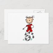 Girl Red Uniform Strichmännchen Soccer Player Gesc Postkarte (Vorne/Hinten)