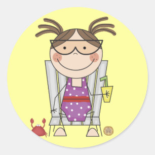 Girl Relaxen am Strand Tshirts und Geschenke Runder Aufkleber