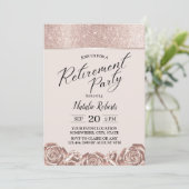 Girl Rente Party Moderne Rose Gold Floral Einladung (Stehend Vorderseite)