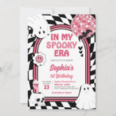 Girl Retro Ghost Halloween Einladung (Vorderseite)