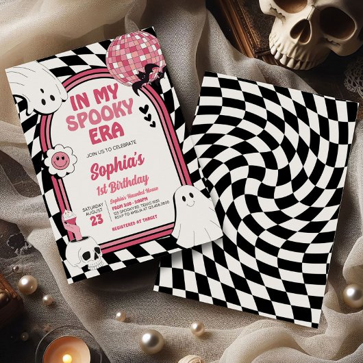 Girl Retro Ghost Halloween Einladung