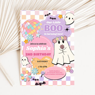 Girl Retro Groovy Little Boo Geburtstagsparty Einladung