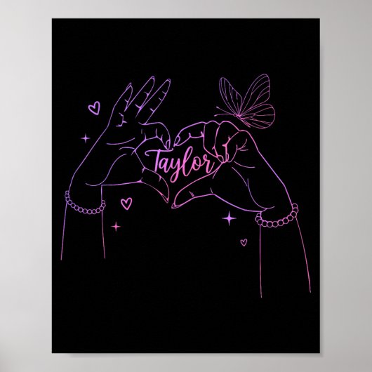 Girl Retro I Love Taylor First Name D Groovy 80's Poster (Vorne)