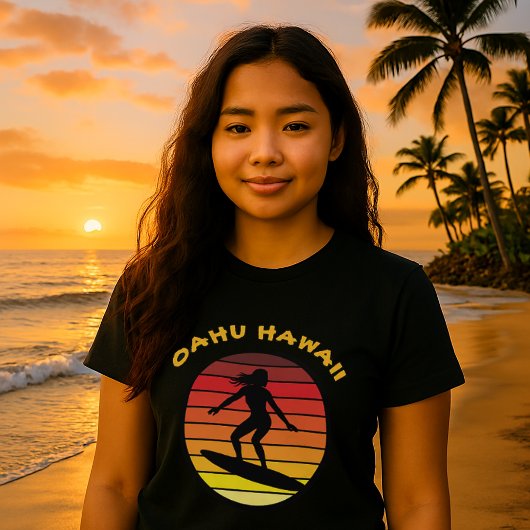Girl Retro-Sonnenuntergangsvorlage T-Shirt