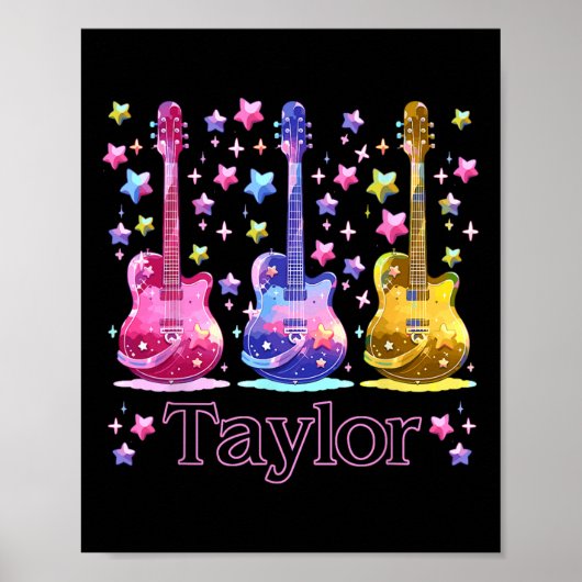 Girl Retro Taylor Personalisierter Vorname 8 Poster (Vorne)