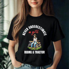 Girl Riding a Traktor Design T-Shirt