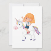 Girl Riding A Unicorn Einladung (Vorderseite)