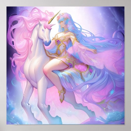 Girl Riding a Unicorn Poster (Vorne)