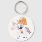 Girl Riding A Unicorn Schlüsselanhänger (Vorderseite)