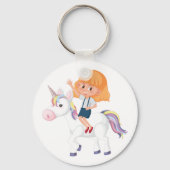 Girl Riding A Unicorn Schlüsselanhänger (Rückseite)