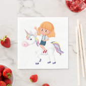 Girl Riding A Unicorn Serviette