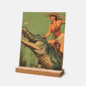 Girl Riding Alligator Acrylschild (Winkel)
